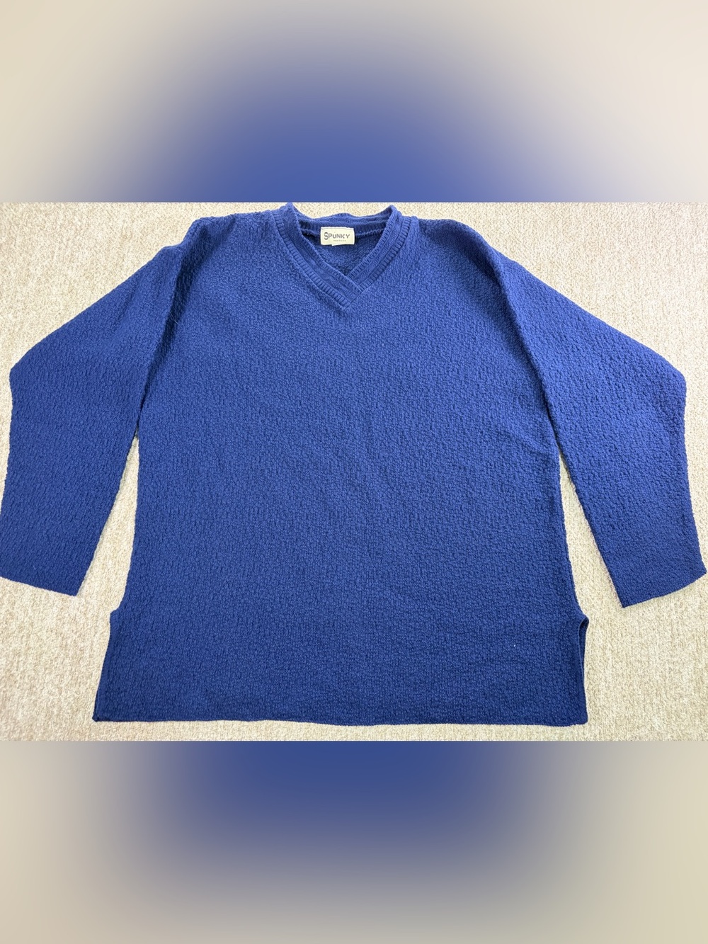Vintage made in USA V-Neck Women's Sweater in Royal Blue by Spunky